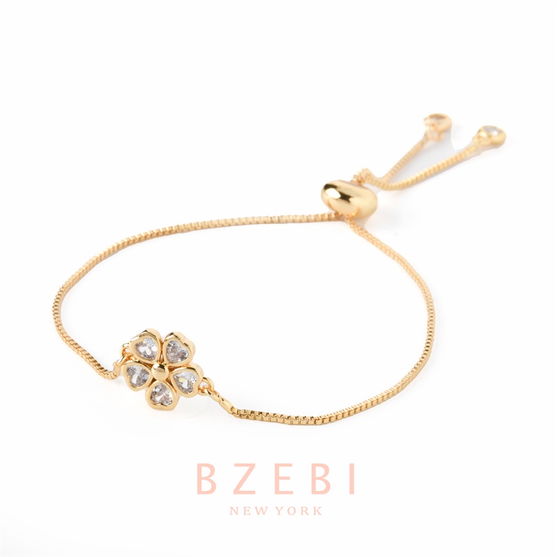 Bzebi Gelang Charm Titanium Steel Emas 18k Dengan Berlian, Anti Karat, Aksesoris Fashion Wanita, Perhiasan Gaya Korea, Hadiah Ulang Tahun Dengan Kotak Eksklusif 1160b