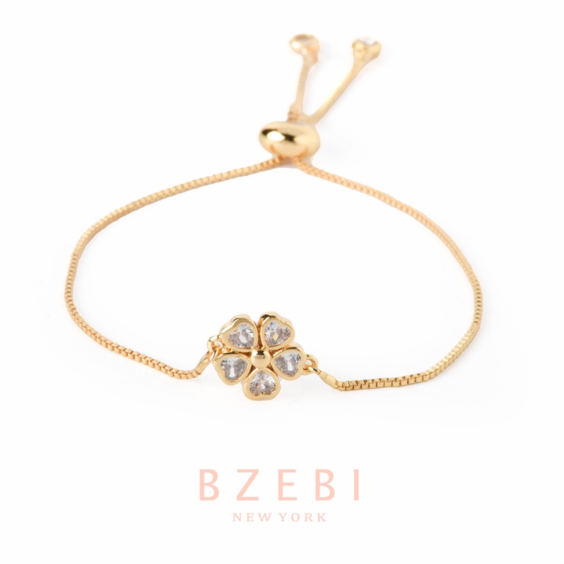 Bzebi Gelang Charm Titanium Steel Emas 18k Dengan Berlian, Anti Karat, Aksesoris Fashion Wanita, Perhiasan Gaya Korea, Hadiah Ulang Tahun Dengan Kotak Eksklusif 1160b