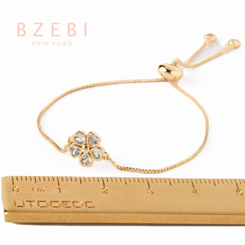 Bzebi Gelang Charm Titanium Steel Emas 18k Dengan Berlian, Anti Karat, Aksesoris Fashion Wanita, Perhiasan Gaya Korea, Hadiah Ulang Tahun Dengan Kotak Eksklusif 1160b