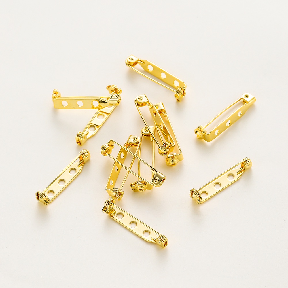 Stkunkka 6pcs 18-40mm18K Penahan Warna Emas Asli Bros Dasar Tidak Luntur Bros Gesper Aman Cocok Untuk Produksi DIY Produk Bros