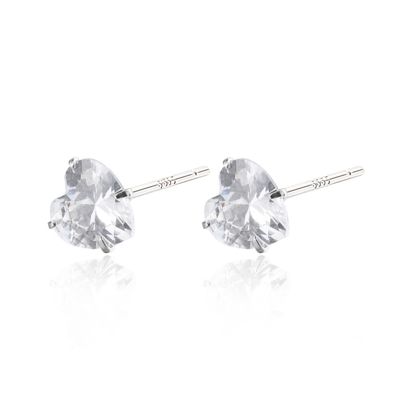 Anting Tusuk Sterling Silver 925 Desain Hati Hias Zircon Gaya Korea Untuk Wanita