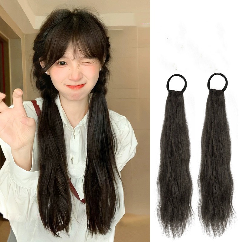 1pcs Y2K Natural Horsetail Wig Lurus Panjang Untuk Wanita Gadis Ekstensi Rambut Wig Aksesoris 45cm