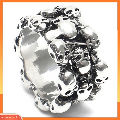 OW 1Pc Men's Gothic Skull Finger Charm Stainless Steel Punk Biker Knuckle Ring