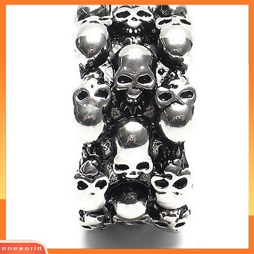 OW 1Pc Men's Gothic Skull Finger Charm Stainless Steel Punk Biker Knuckle Ring