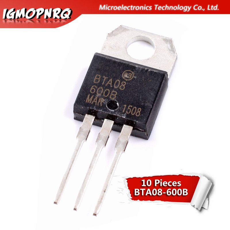 5 Pezzi Triac BTA08-600C ST Microelectronics – 8A 600V TO-220 Cancello Sensibile - 4