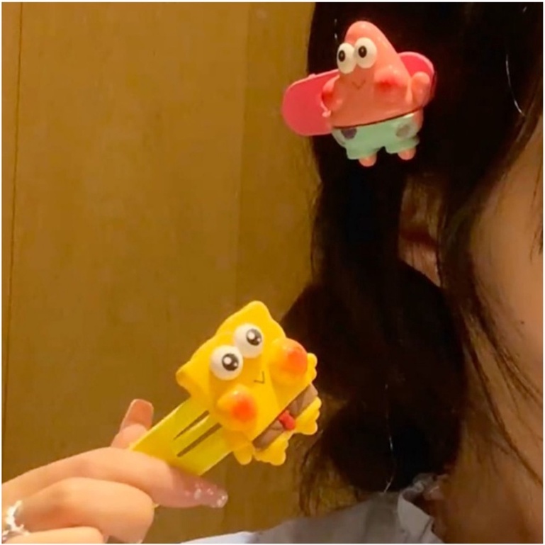 Jepit Rambut Bintang SpongeBob SquarePants Aksesoris Rambut Kartun Lucu