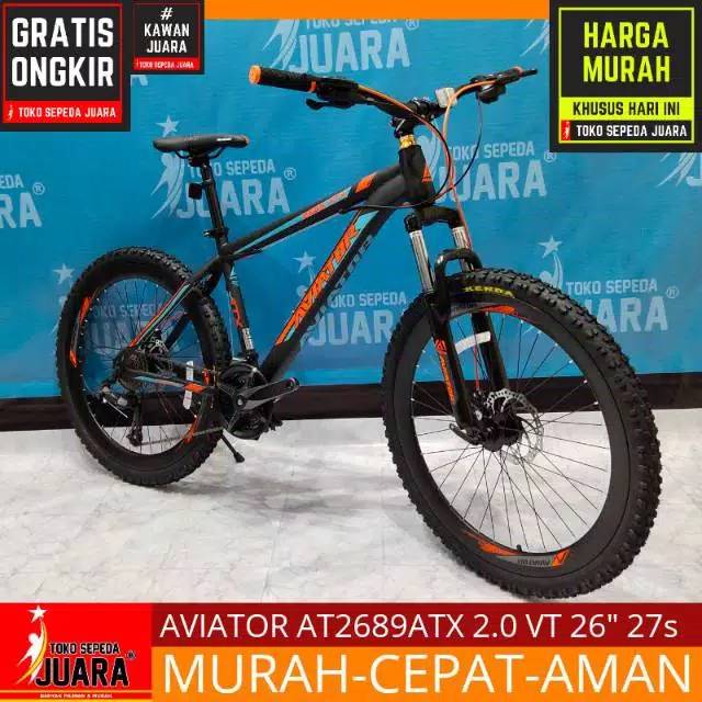 Jual Sepeda Gunung Mtb 26 Aviator 2689 Rs Besi 21 Speed Hitam