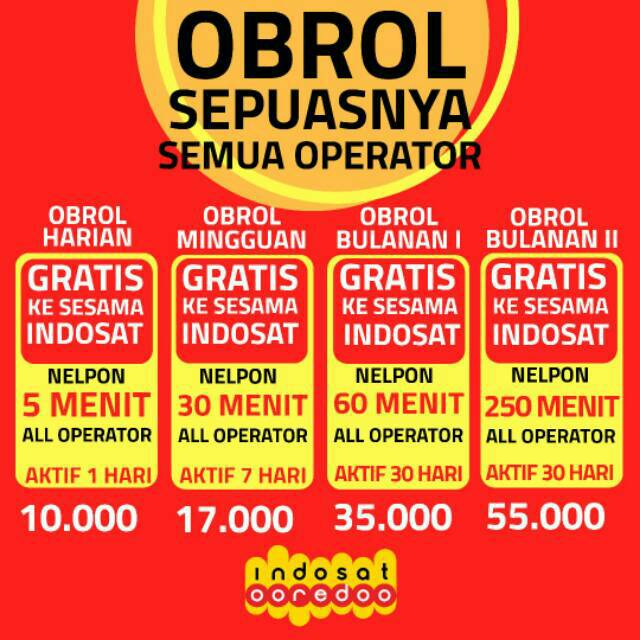 Paket Nelpon Telpon Indosat Ke Semua Operator