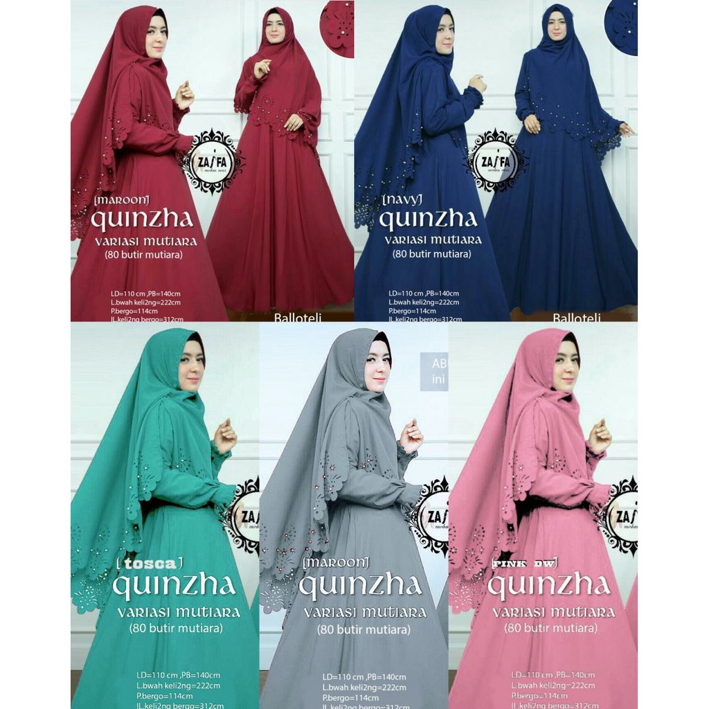 Setelan Fashion Set Gamis Syar I Quinzha Hanna Zaifa Syari Muslim Setelan Khimar