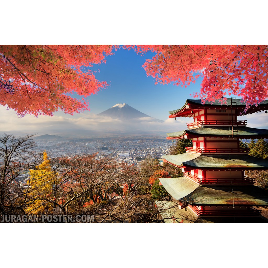 Hiasan Dinding Poster Pemandangan Alam Gunung Fujiyama Jepang 06