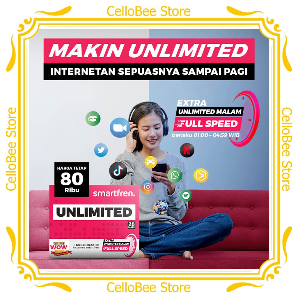 Smartfren Kartu Perdana Unlimited Gratis Nelpon Kualitas Hd Extra Unlimited Malam Full Speed